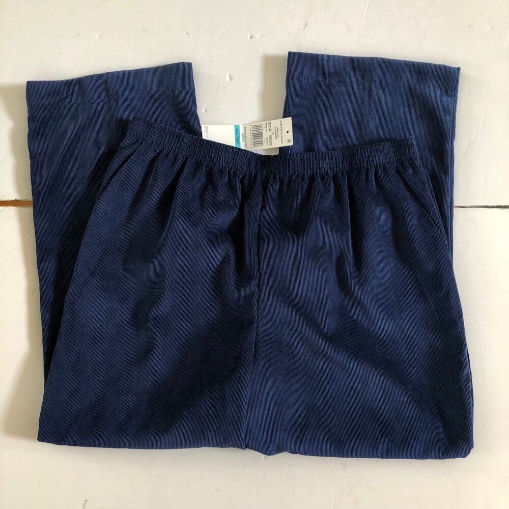 Alfred Dunner Corduroy Pants Classic Fit Sizes 16P and 24W Navy Blue Pull-on